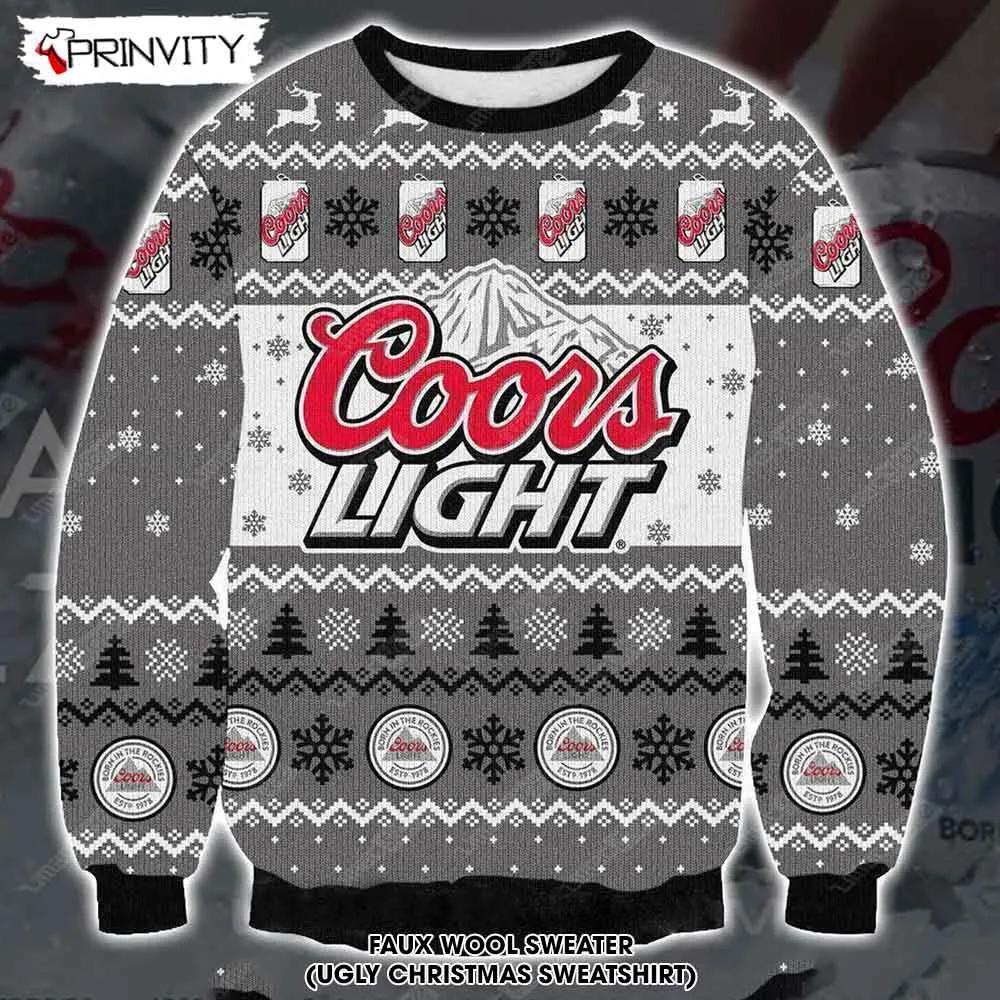 Coors Light Beer Ugly Christmas Sweater, Faux Wool Sweater, International Beer Day, Gifts For Beer Lovers, Best Christmas Gifts For 2022 - Prinvity