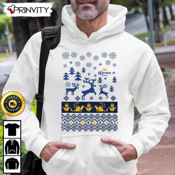 Corona Extra Beer Ugly Sweatshirt, Best Gifts For Beer Lover, Merry Christmas, Happy Holidays, Unisex Hoodie, T-Shirt, Long Sleeve – Prinvity