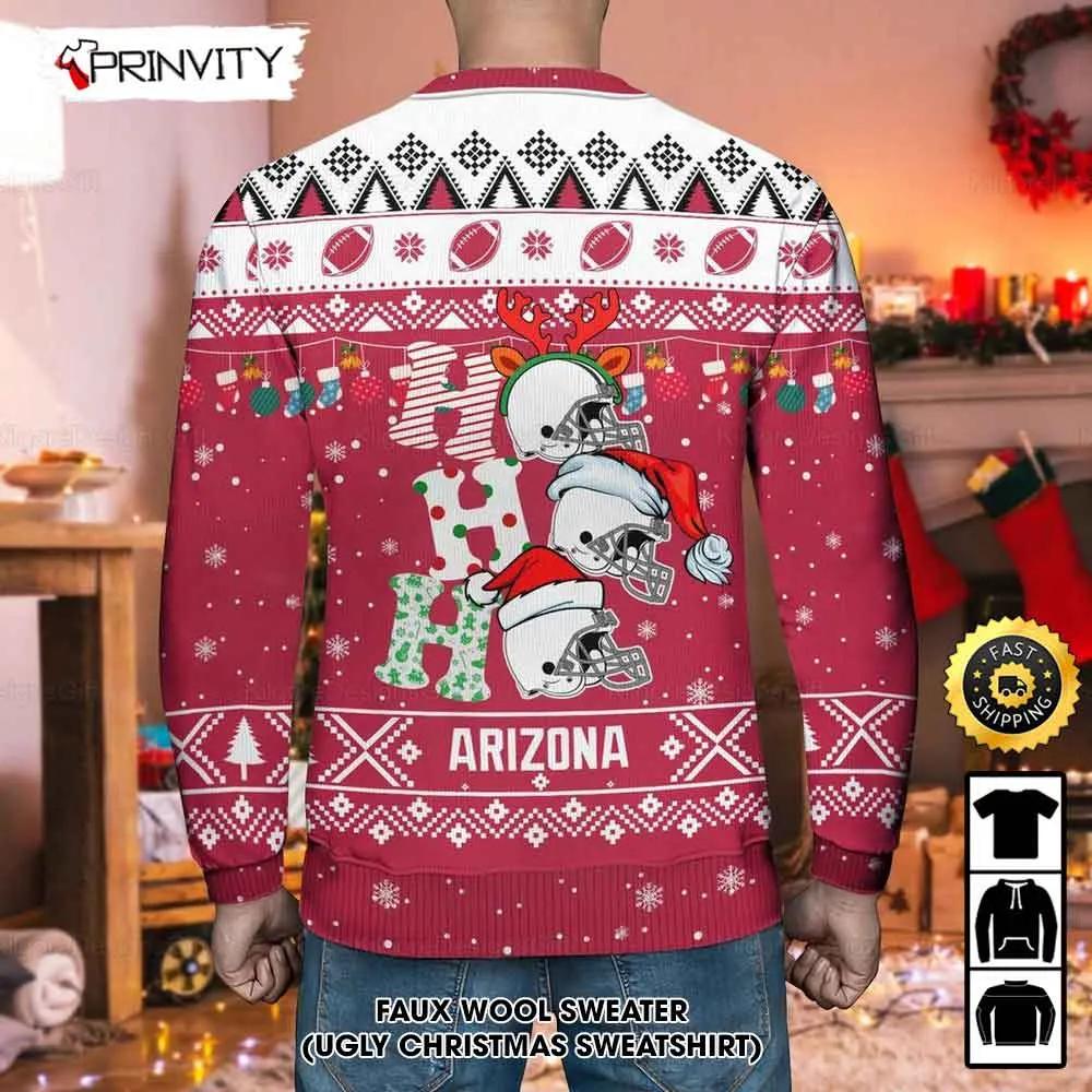 Customized Arizona Cardinals Ugly Christmas Sweater, Faux Wool Sweater, National Football League, Gifts For Fans Football Nfl, Football 3D Ugly Sweater, Merry Xmas - Prinvity