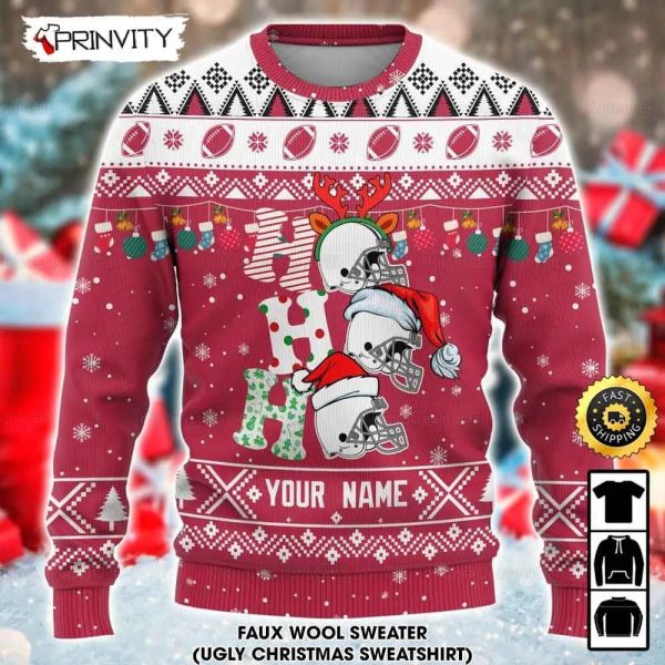 Customized Arizona Cardinals Ugly Christmas Sweater, Faux Wool Sweater, National Football League, Gifts For Fans Football Nfl, Football 3D Ugly Sweater, Merry Xmas – Prinvity