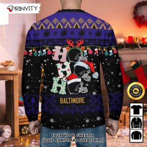 Customized Baltimore Ravens Ugly Christmas Sweater Faux Wool Sweater National Football League Gifts For Fans Football NFL Football 3D Ugly Sweater Merry XMas Prinvity 3