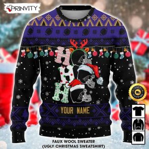 Customized Baltimore Ravens Ugly Christmas Sweater Faux Wool Sweater National Football League Gifts For Fans Football NFL Football 3D Ugly Sweater Merry XMas Prinvity 4