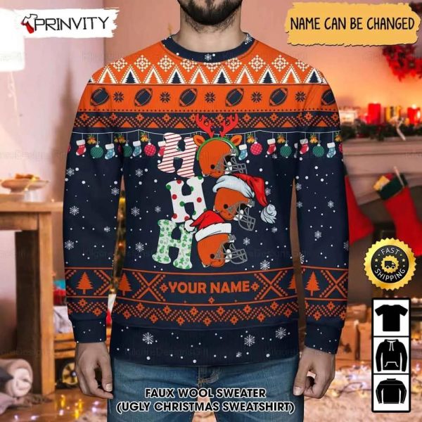 Customized Chicago Bears Ugly Christmas Sweater, Faux Wool Sweater, National Football League, Gifts For Fans Football Nfl, Football 3D Ugly Sweater, Merry Xmas – Prinvity