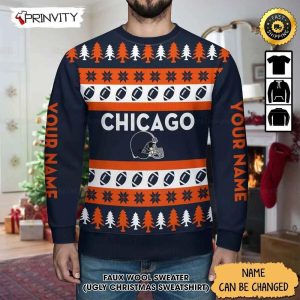 Customized Chicago Bears Ugly Christmas Sweater, Faux Wool Sweater, National Football League, Gifts For Fans Football Nfl, Football 3D Ugly Sweater – Prinvity