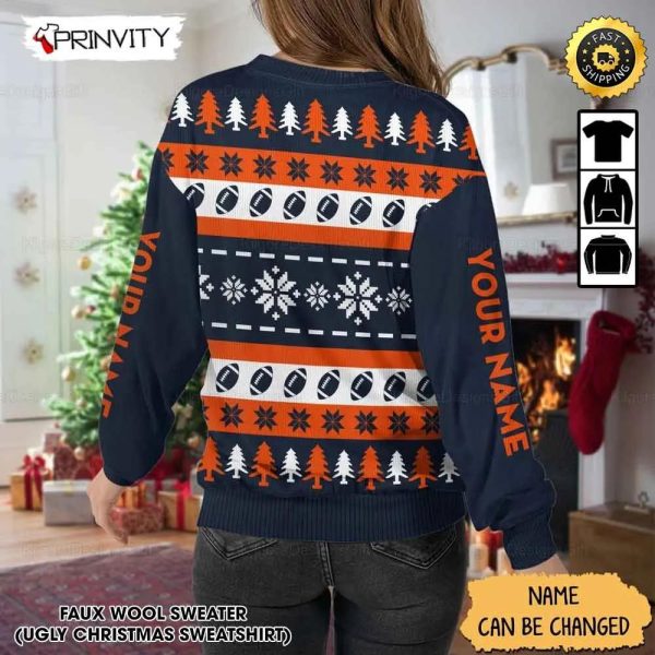 Customized Chicago Bears Ugly Christmas Sweater, Faux Wool Sweater, National Football League, Gifts For Fans Football Nfl, Football 3D Ugly Sweater – Prinvity