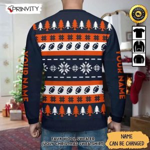 Customized Chicago Bears Ugly Christmas Sweater Faux Wool Sweater National Football League Gifts For Fans Football NFL Football 3D Ugly Sweater Prinvity 4