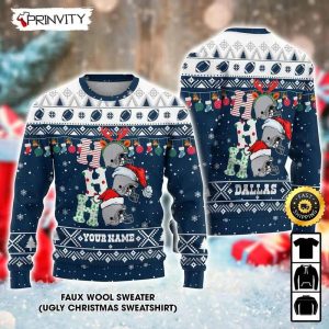 Customized Dallas Cowboys Ugly Christmas Sweater, Faux Wool Sweater, National Football League, Gifts For Fans Football Nfl, Football 3D Ugly Sweater - Prinvity