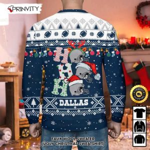 Customized Dallas Cowboys Ugly Christmas Sweater Faux Wool Sweater National Football League Gifts For Fans Football NFL Football 3D Ugly Sweater Prinvity 3