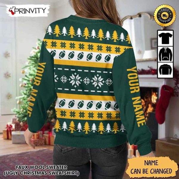 Customized Green Bay Packers Ugly Christmas Sweater, Faux Wool Sweater, National Football League, Gifts For Fans Football Nfl, Football 3D Ugly Sweater, Merry Xmas – Prinvity