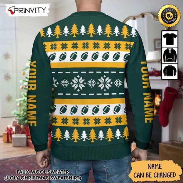 Customized Green Bay Packers Ugly Christmas Sweater, Faux Wool Sweater, National Football League, Gifts For Fans Football Nfl, Football 3D Ugly Sweater, Merry Xmas – Prinvity