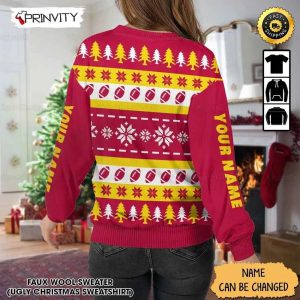 Customized Kansas City Chiefs Ugly Christmas Sweater Faux Wool Sweater National Football League Gifts For Fans Football NFL Football 3D Ugly Sweater Prinvity 4