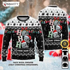 Customized Las Vegas Raiders Ugly Christmas Sweater, Faux Wool Sweater, National Football League, Gifts For Fans Football Nfl, Football 3D Ugly Sweater, Merry Xmas - Prinvity