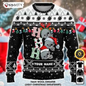 Customized Las Vegas Raiders Ugly Christmas Sweater Faux Wool Sweater National Football League Gifts For Fans Football NFL Football 3D Ugly Sweater Merry XMas Prinvity 4