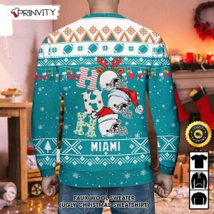 Customized Miami Dolphins Ugly Christmas Sweater Faux Wool Sweater National Football League Gifts For Fans Football NFL Football 3D Ugly Sweater Merry XMas Prinvity 2