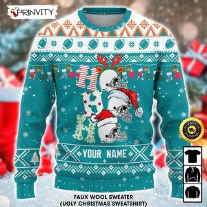 Customized Miami Dolphins Ugly Christmas Sweater Faux Wool Sweater National Football League Gifts For Fans Football NFL Football 3D Ugly Sweater Merry XMas Prinvity 4