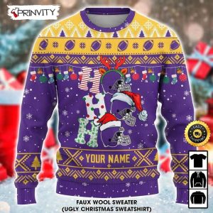 Customized Minnesota Vikings Ugly Christmas Sweater Faux Wool Sweater National Football League Gifts For Fans Football NFL Football 3D Ugly Sweater Merry XMas Prinvity 4
