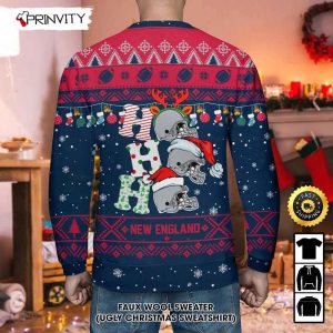 Customized New England Ugly Christmas Sweater Faux Wool Sweater National Football League Gifts For Fans Football NFL Football 3D Ugly Sweater Merry XMas Prinvity 4