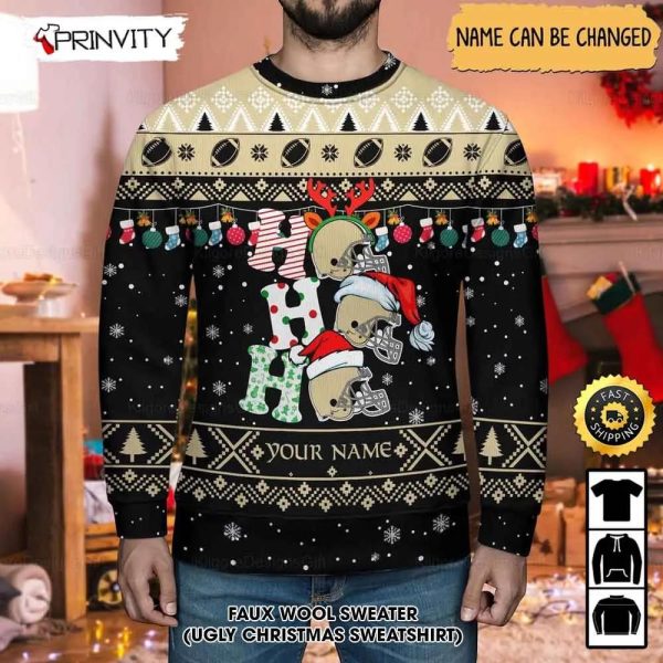 Customized New Orleans Saints Ugly Christmas Sweater, Faux Wool Sweater, National Football League, Gifts For Fans Football Nfl, Football 3D Ugly Sweater – Prinvity