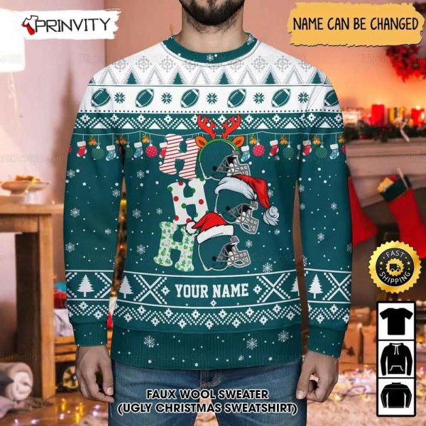 Customized Philadelphia Eagles Ugly Christmas Sweater, Faux Wool Sweater, National Football League, Gifts For Fans Football Nfl, Football 3D Ugly Sweater – Prinvity