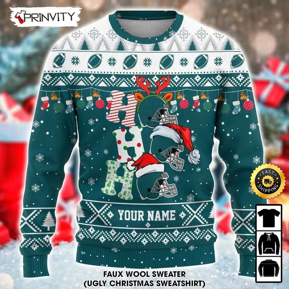 Customized Philadelphia Eagles Ugly Christmas Sweater, Faux Wool Sweater, National Football League, Gifts For Fans Football Nfl, Football 3D Ugly Sweater - Prinvity