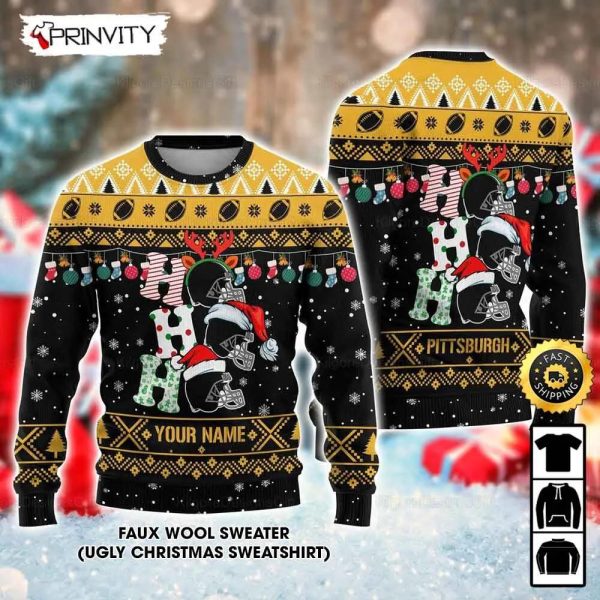 Customized Pittsburgh Steelers Ugly Christmas Sweater, Faux Wool Sweater, National Football League, Gifts For Fans Football Nfl, Football 3D Ugly Sweater – Prinvity