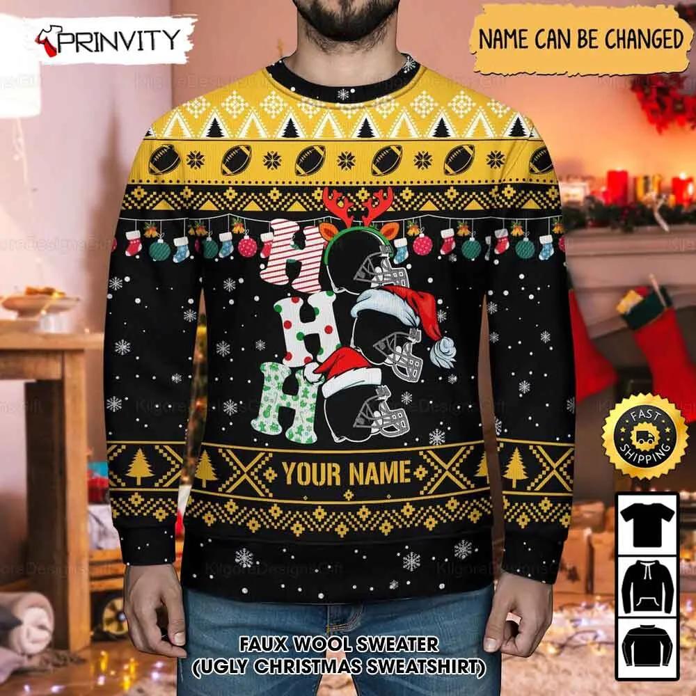 Customized Pittsburgh Steelers Ugly Christmas Sweater, Faux Wool Sweater, National Football League, Gifts For Fans Football Nfl, Football 3D Ugly Sweater - Prinvity