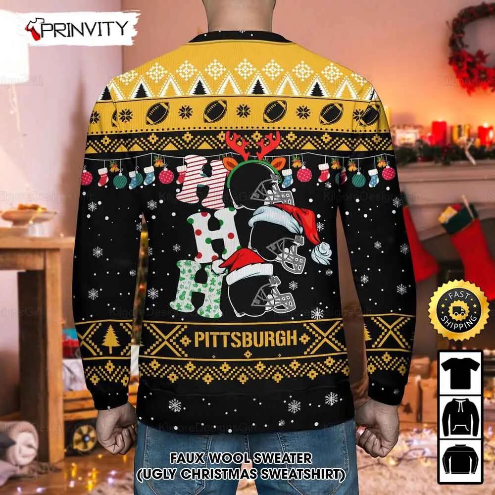 Customized Pittsburgh Steelers Ugly Christmas Sweater, Faux Wool Sweater, National Football League, Gifts For Fans Football Nfl, Football 3D Ugly Sweater - Prinvity