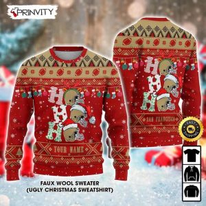 Customized San Francisco 49ers Ugly Christmas Sweater Faux Wool Sweater National Football League Gifts For Fans Football NFL Football 3D Ugly Sweater Prinvity 1