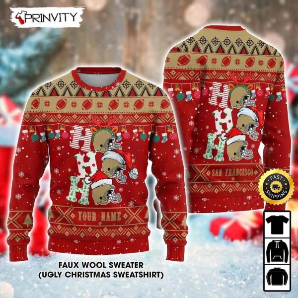 Customized San Francisco 49ers Ugly Christmas Sweater, Faux Wool Sweater, National Football League, Gifts For Fans Football Nfl, Football 3D Ugly Sweater – Prinvity