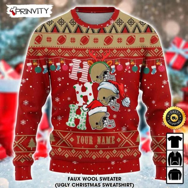 Customized San Francisco 49ers Ugly Christmas Sweater, Faux Wool Sweater, National Football League, Gifts For Fans Football Nfl, Football 3D Ugly Sweater – Prinvity
