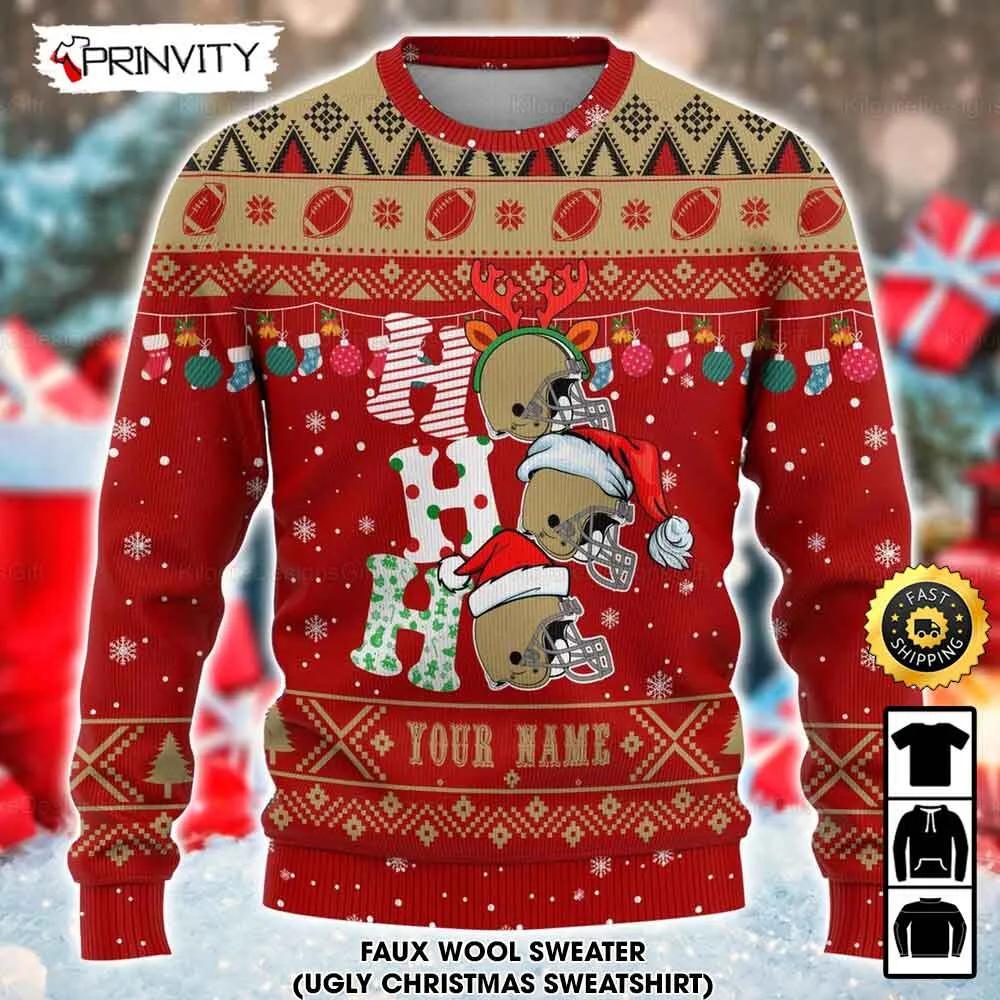 Customized San Francisco 49ers Ugly Christmas Sweater, Faux Wool Sweater, National Football League, Gifts For Fans Football Nfl, Football 3D Ugly Sweater - Prinvity