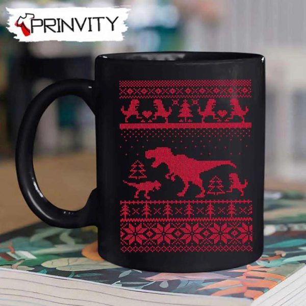 Dinosaur Christmas Mug, Size 11oz & 15oz, Best Christmas Gifts For 2022, Merry Christmas, Happy Holidays – Prinvity