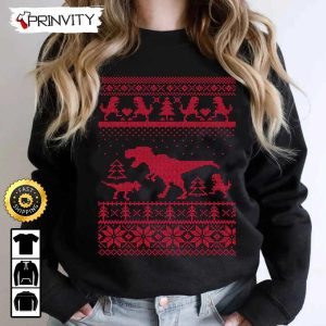 Dinosaur Christmas Ugly Sweatshirt Best Christmas Gifts For 2022 Merry Christmas Happy Holidays Unisex Hoodie T Shirt Long Sleeve Prinvity HDCom0098 3