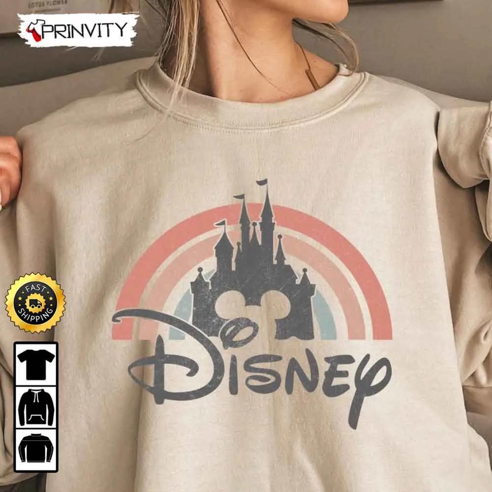 Disney Rainbow Castle Sweatshirt, Disneyworld Sweat, Disney Family, Best Christmas Gifts 2022, Best Gifts For Disney Lover, Unisex Hoodie, T-Shirt, Long Sleeve - Prinvity