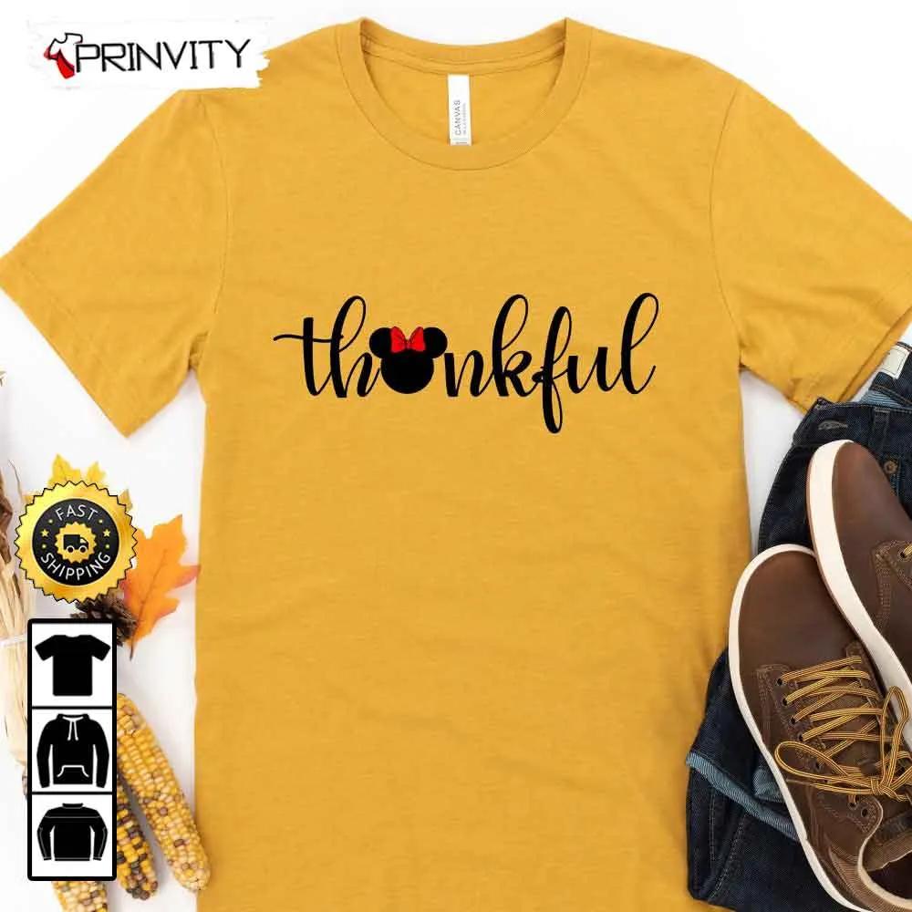 Disney Thanksgiving Fall Family Cute Fall T-Shirt, Best Thanksgiving Gifts For 2022, Autumn Happy Thankful, Unisex Hoodie, Sweatshirt, Long Sleeve - Prinvity