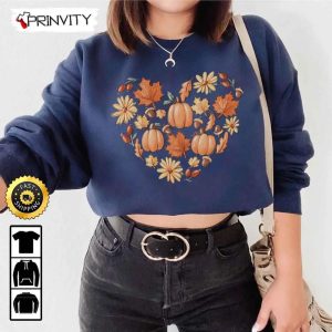 Fall Autumn In Love Thanksgiving Pumpkin Sweatshirt, Heartthanksgiving, Best Thanksgiving Gifts 2022, Autumn Happy Thankful, Unisex Hoodie, T-Shirt, Long Sleeve – Prinvity