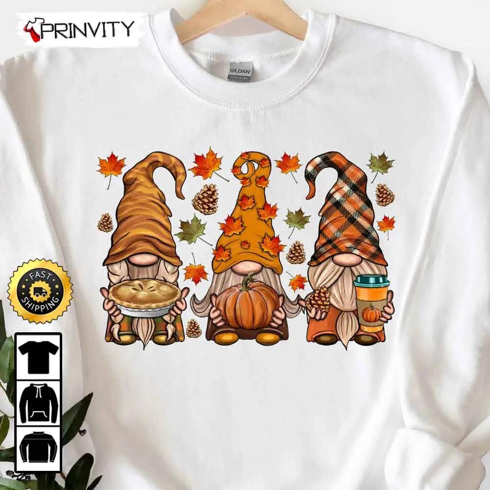 Fall Gnomes Fall Thankful Pumpkin Sweatshirt, Thanksgiving Family Matching, Best Thanksgiving Gifts 2022, Autumn Happy Thankful, Unisex Hoodie, T-Shirt, Long Sleeve - Prinvity