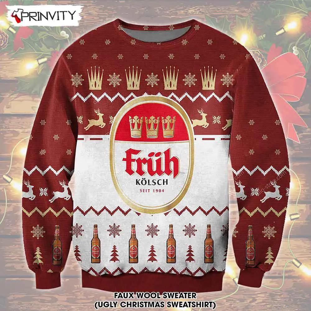 Fruh Kolsch 1904 Beer Ugly Christmas Sweater, Faux Wool Sweater, Gifts For Beer Lovers, International Beer Day, Best Christmas Gifts For 2022 - Prinvity