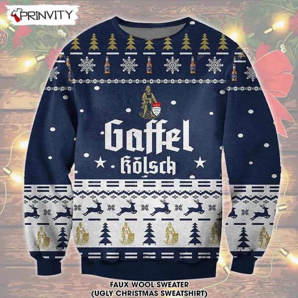 Gaffel Kolsch Beer Ugly Christmas Sweater, Faux Wool Sweater, Gifts For Beer Lovers, International Beer Day, Best Christmas Gifts For 2022 – Prinvity