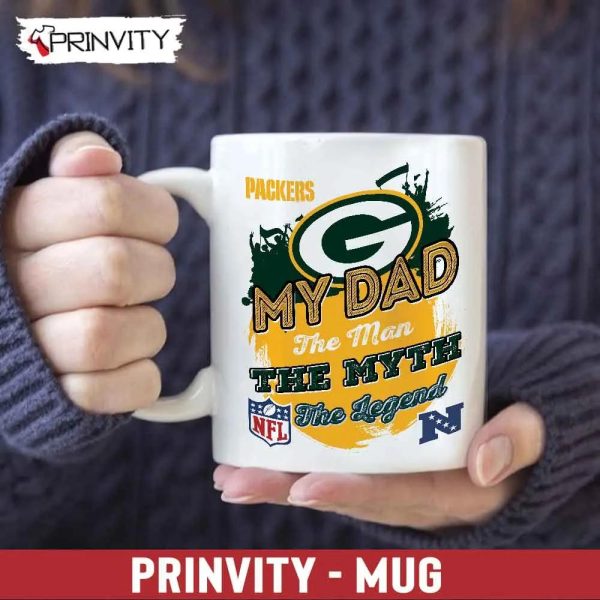 Green Bay Packers NFL My Dad The Man The Myth The Legend Mug, Size 11oz & 15oz, National Football League, Best Christmas Gifts For Fans – Prinvity