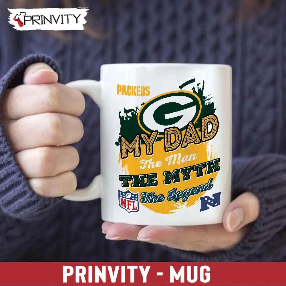 Green Bay Packers NFL My Dad The Man The Myth The Legend Mug, Size 11oz & 15oz, National Football League, Best Christmas Gifts For Fans - Prinvity