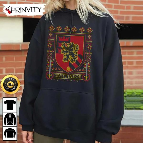 Gryffindor Harry Potter Ugly Sweatshirt, Best Christmas Gifts 2022, Happy Holidays, Unisex Hoodie, T-Shirt, Long Sleeve – Prinvity