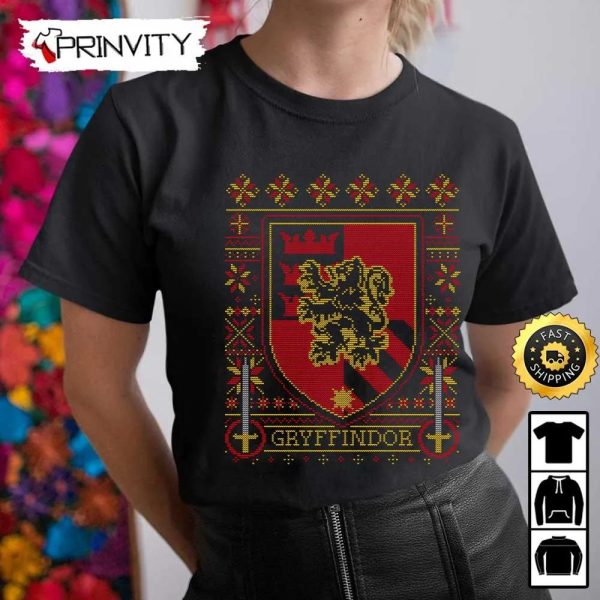 Gryffindor Harry Potter Ugly Sweatshirt, Best Christmas Gifts 2022, Happy Holidays, Unisex Hoodie, T-Shirt, Long Sleeve – Prinvity