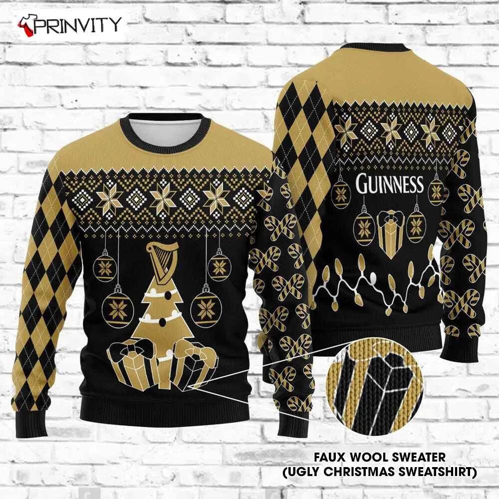 Guinness Beer Ugly Christmas Sweater, Faux Wool Sweater, Gifts For Beer Lovers, International Beer Day, Best Christmas Gifts For 2022 - Prinvity
