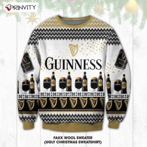 Guinness Black Beer Ugly Christmas Sweater, Faux Wool Sweater, Gifts For Beer Lovers, International Beer Day, Best Christmas Gifts For 2022 - Prinvity