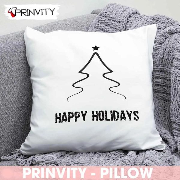 Happy Holidays Merry Christmas Tree Best Christmas Gifts For Pillow, Merry Christmas, Size 14”x14”, 16”x16”, 18”x18”, 20”x20” – Prinvity