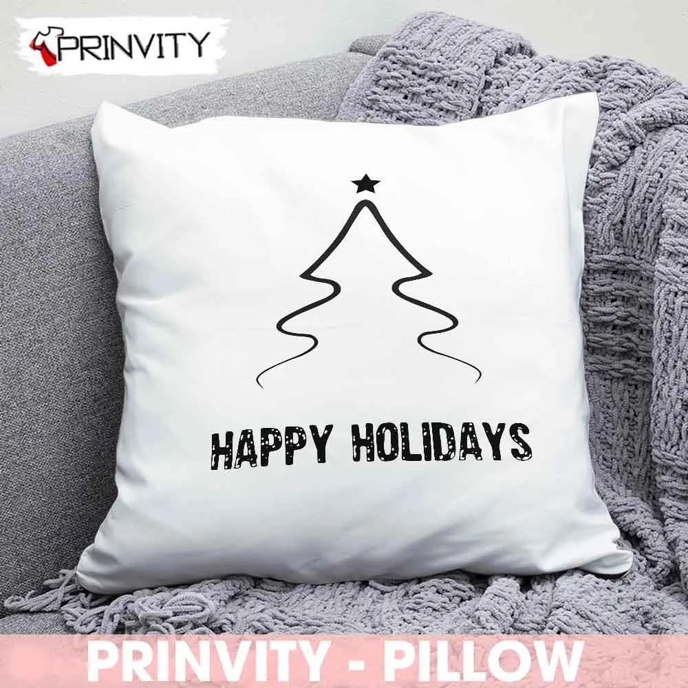 Happy Holidays Merry Christmas Tree Best Christmas Gifts For Pillow, Merry Christmas, Size 14”x14”, 16”x16”, 18”x18”, 20”x20” - Prinvity