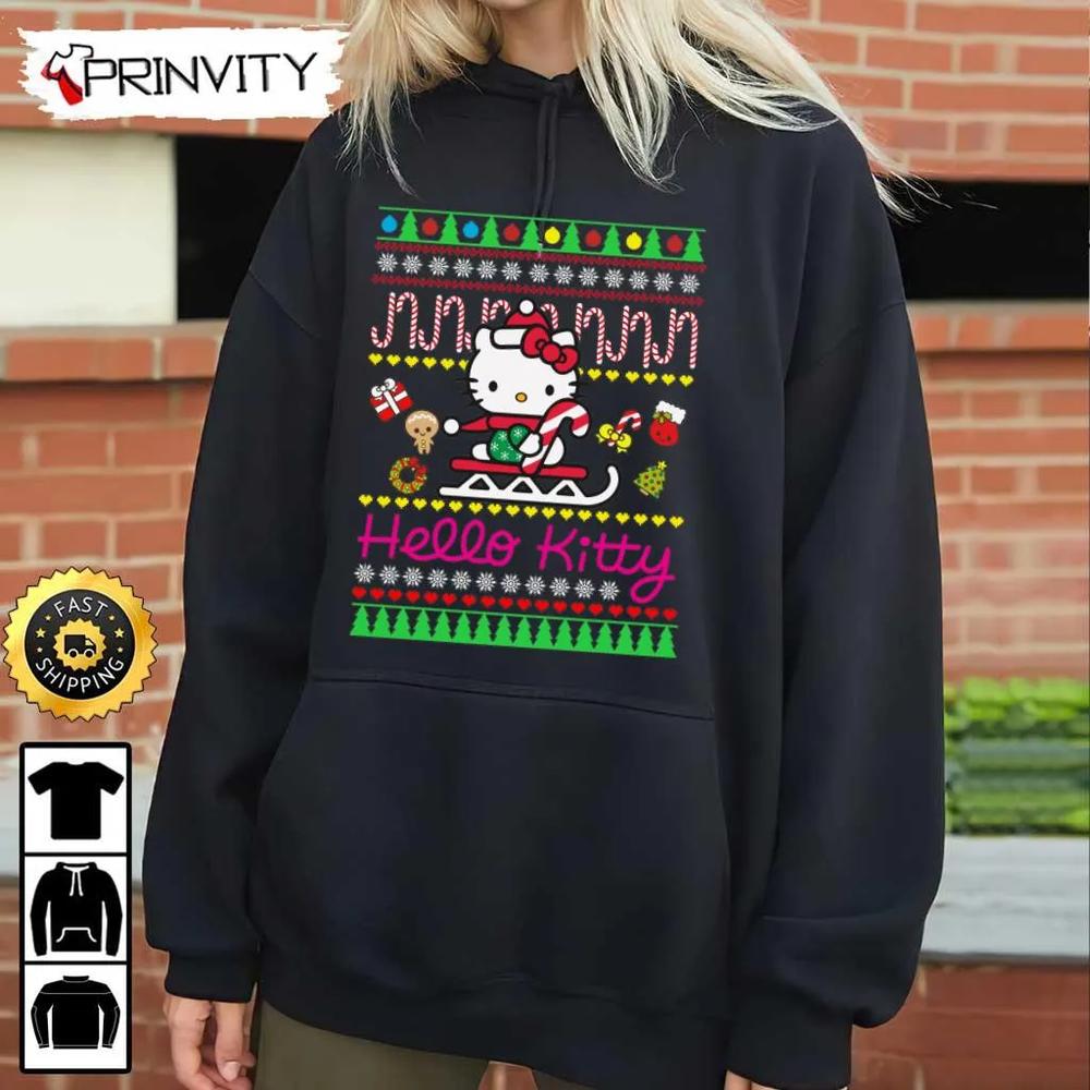 Hello Kitty Christmas Ugly Sweatshirt, Best Christmas Gifts 2022, Happy Holidays, Unisex Hoodie, T-Shirt, Long Sleeve - Prinvity