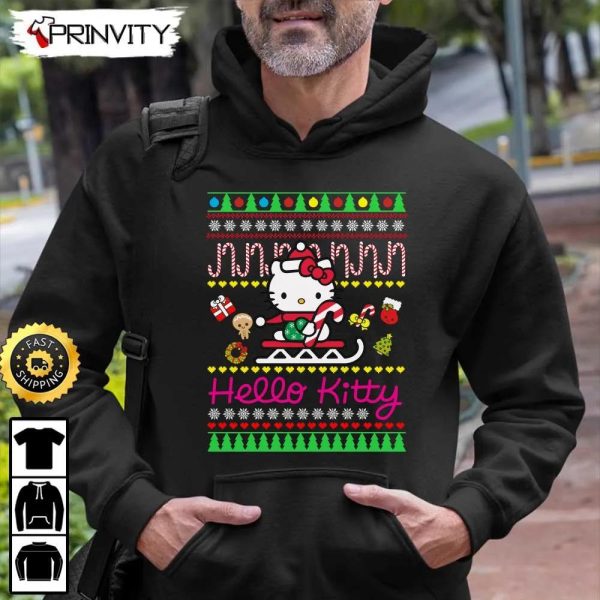 Hello Kitty Christmas Ugly Sweatshirt, Best Christmas Gifts 2022, Happy Holidays, Unisex Hoodie, T-Shirt, Long Sleeve – Prinvity