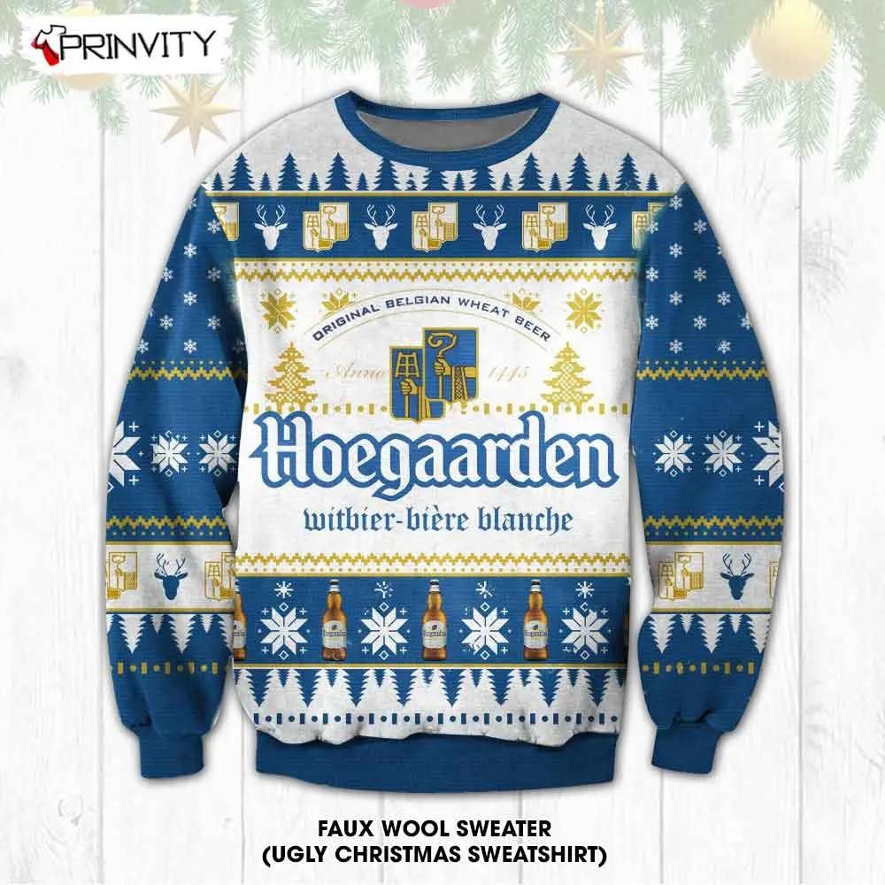 Hoegaarden Beer Ugly Christmas Sweater, Faux Wool Sweater, Gifts For Beer Lovers, International Beer Day, Best Christmas Gifts For 2022 - Prinvity
